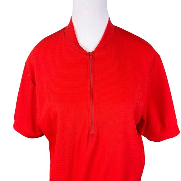 Canari Cycling Top Jersey Red Sz L Short Sleeve 1/2 Zip Back Pockets - Picture 2 of 8